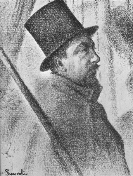 Charcoal Portrait Examples: Georges Seurat (1859-1891) Portrait of Paul Signac, 1890. Conté crayon.