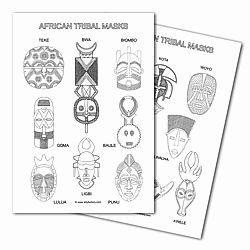 African Mask Worksheets