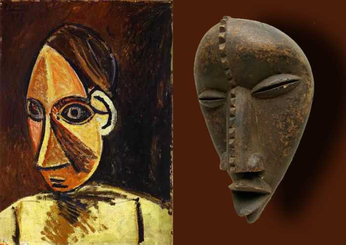Pablo Picasso, 'Head of a Woman', 1907 (oil on canvas) - Dan Mask from West Africa