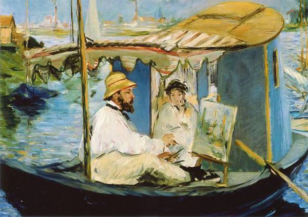 'Monet in his Studio Boat', (1874) by Edouard Manet