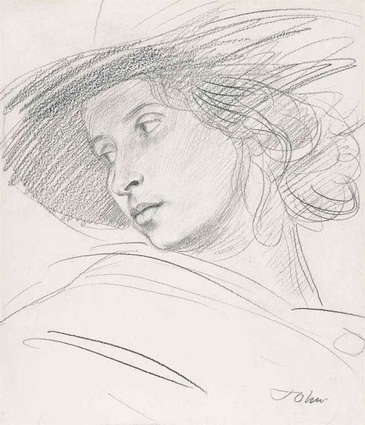 Augustus John (1878-1961) 'Dorelia in a Hat' c.1907, pencil.
