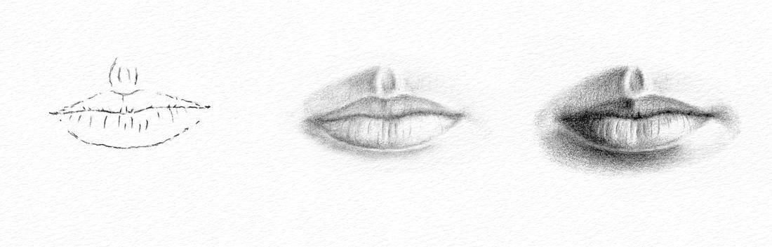 how to draw lips step by step with pencil