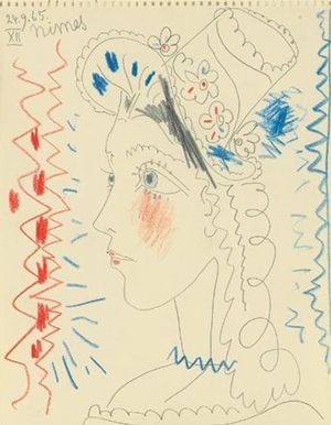 'Tête de Femme 1965', pencil study from sketchbook 'Tête de Femme 1965', pencil study from sketchbook XII