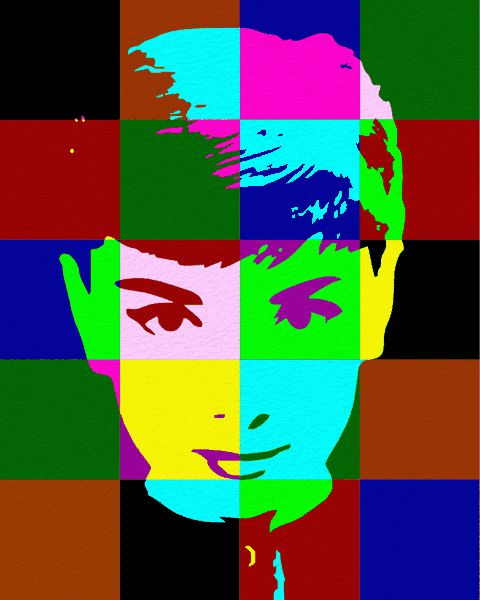 Audrey Hepburn POP ART Digital Download 4up Warhol-style Pop Art Modern Art  Funky Colorful Design Abstract -  Israel