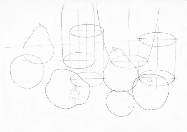 Simple coloured pencil still life tutorial of a bowl of fruit