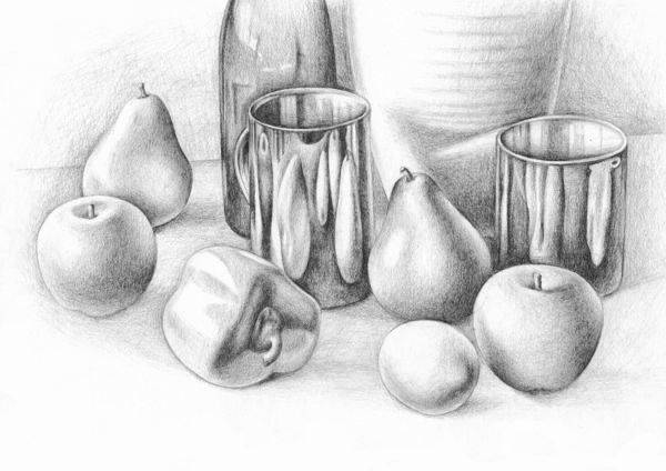 Still Life, Pencil Drawing Stock Photo, Picture and Royalty Free Image.  Image 78023512.